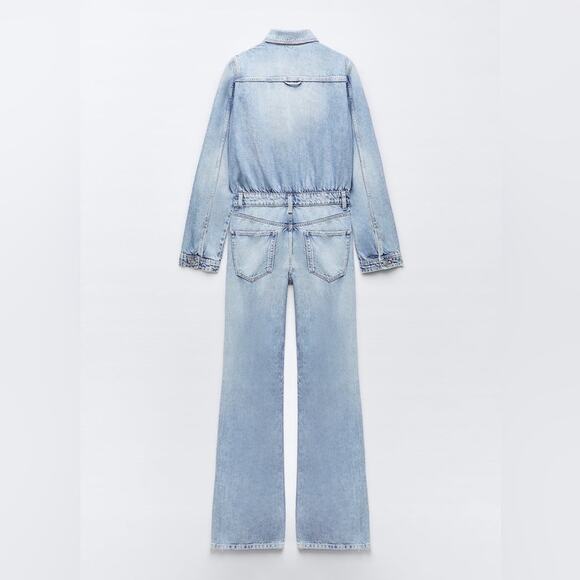 ZARA BLOGGER FAVORITE TRF LONG DENIM JUMPSUIT - Picture 11 of 13